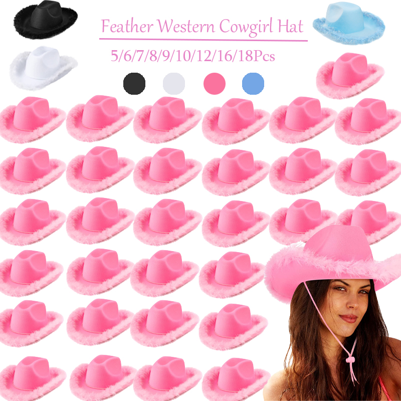 Party Hat Cone - 5–18 Stück Feder-Western-Cowgirl-Hüte, Hochzeit, Junggesellinnenabschied, breite