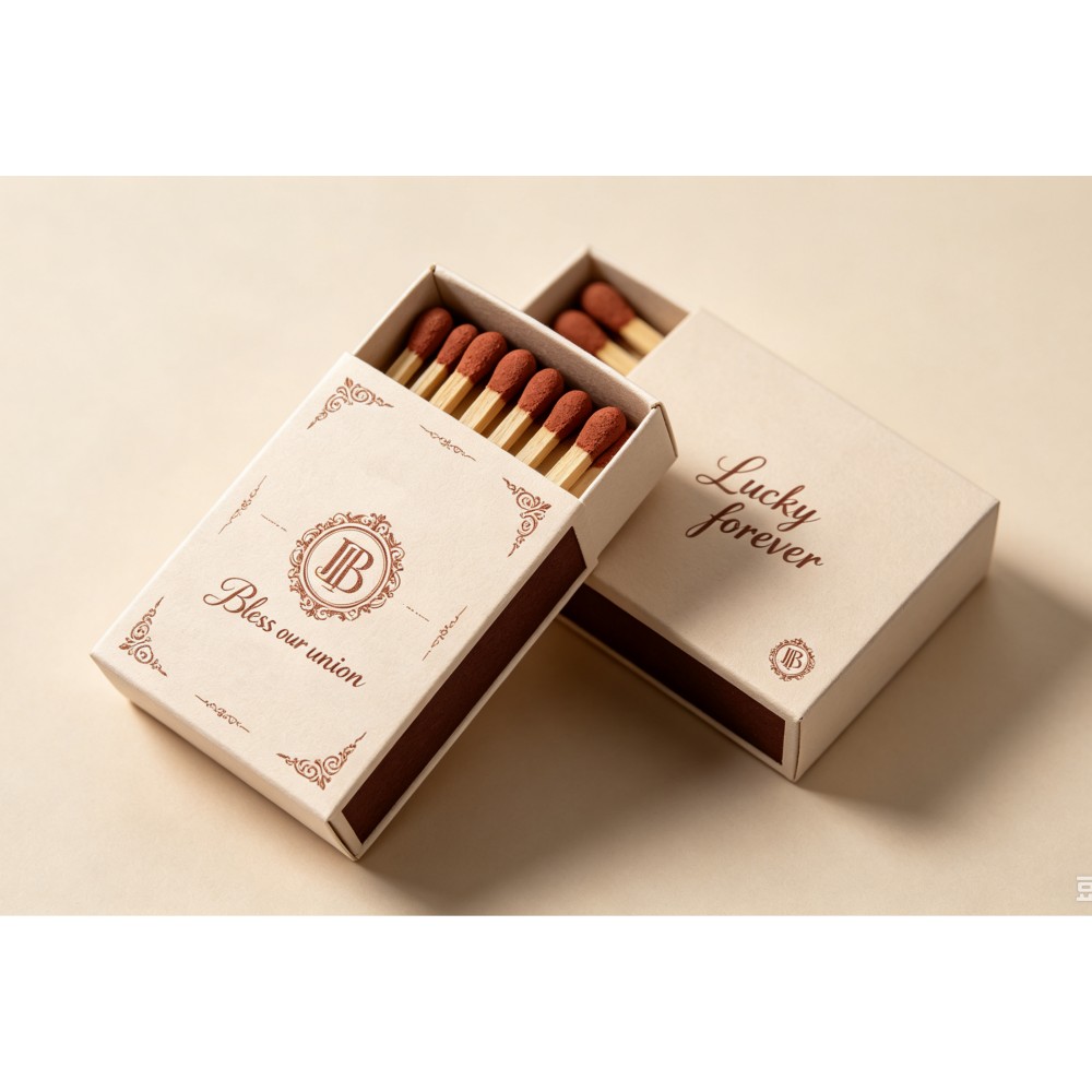 Let'S Party Event Supply - Großhandel: Personalisierte Hochzeits-Matchboxen mit Goldfolienprägung, „Let